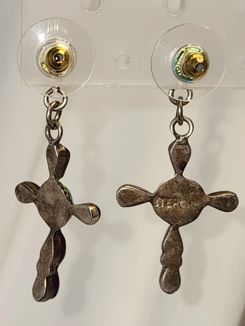 Vintage Zuni Style Cross Earrings